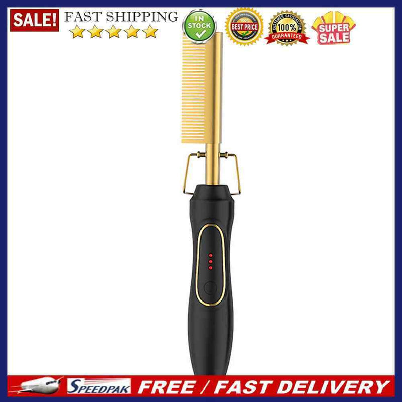 2 in 1 Hairdressing Brush Hair Straightener Curler Electric Flat Curling Iron