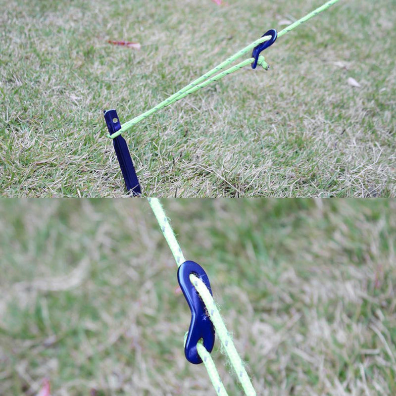 10x Quick Knot Anti Slip AluminumAlloy Tent Wind Rope Buckle Accessory Blue