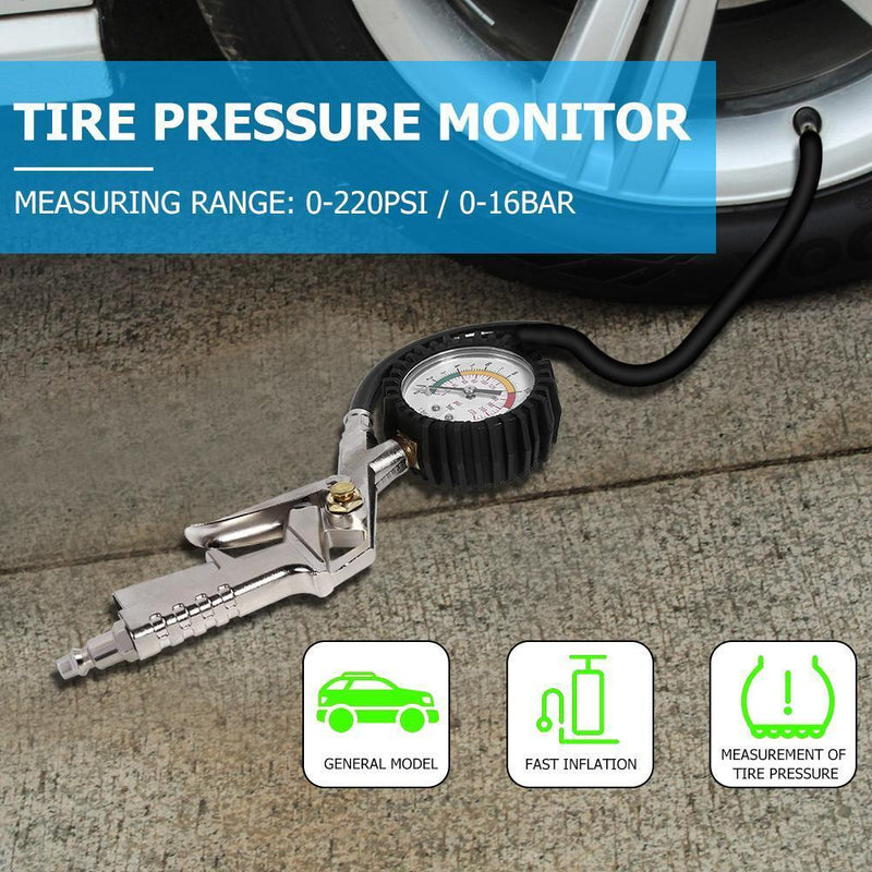 Car Tire Pressure Gauge Pointer Tyre Air Pressure Inflator Gauge Meter (US)