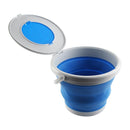 5L Folding Bucket with Cover Portable Car Wash Fishing Bucket (Blue)