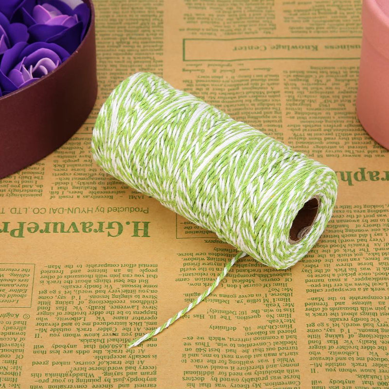 1 Roll 100 Meters 2Ply Cotton Twine DIY Weaving Handmade Craft Rope (Green Newly