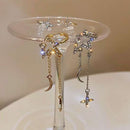 Trendy Cross Bright Stars Fashion Jewelry Clip Earrings Tassels No Piercing