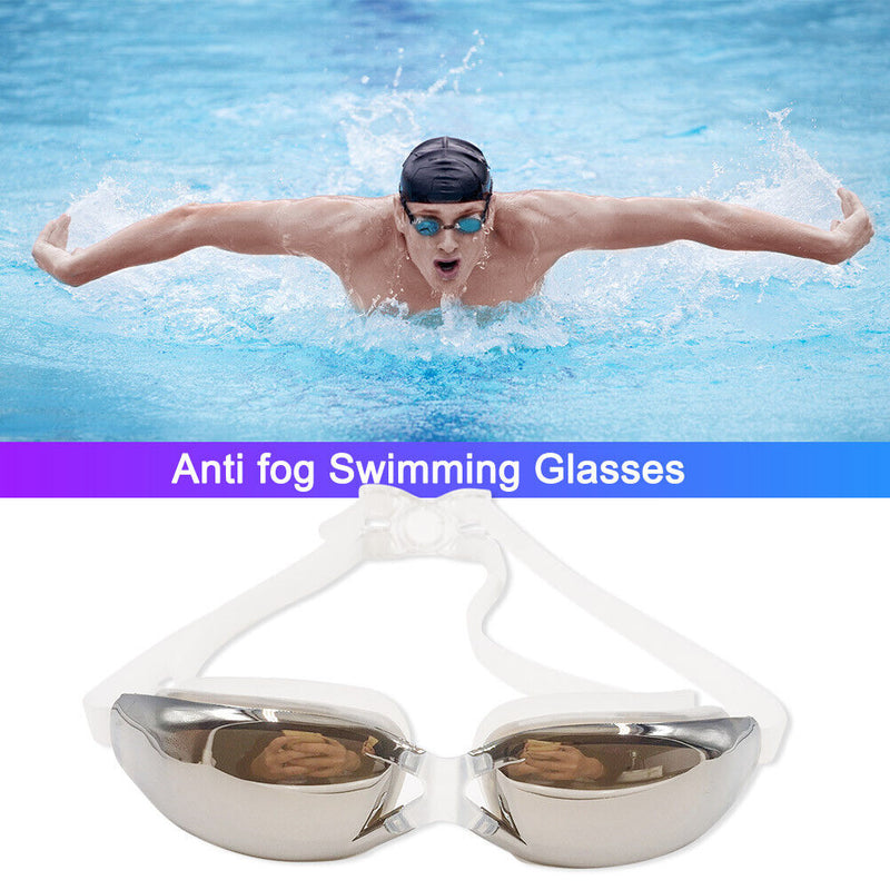 Swimming Goggles Electroplate Waterproof Swim Glasses with Earplugs Nose Clip