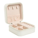 Portable Earrings Rings Storage Box PU Leather Jewelry Display Case (White)