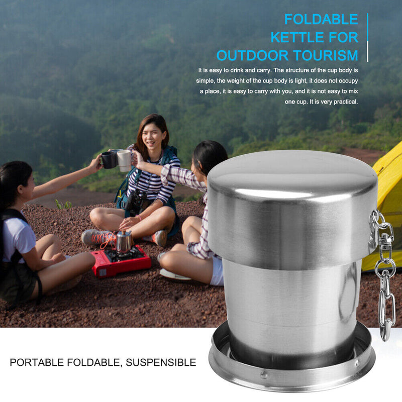 Outdoor Camping Travel Folding Cup Stainless Steel Foldable Retractable Mug