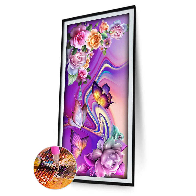 DIY Diamond Painting Butterfly Flowers Full Drill Rhinestone Mosaic Art Pic