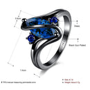 Women Fashion Popular Zircon Party Wedding Ring (Dark Blue)(7