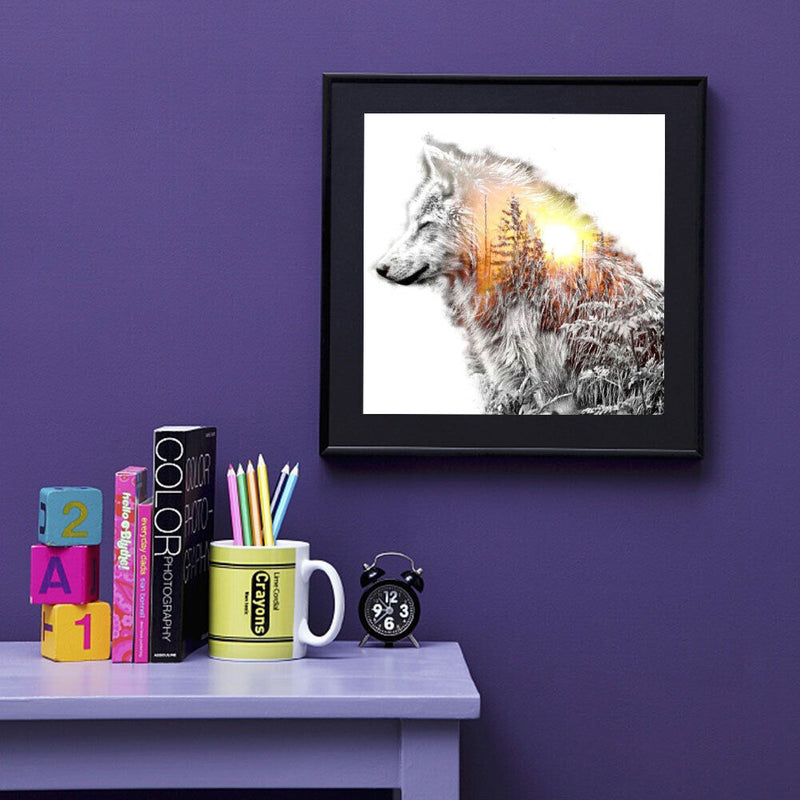 5D DIY Diamond Painting Kits Full Round Drill Moon Wolf Mosaic Picture Wall