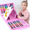 Kids Colored Crayon Watercolors Pens Drawing Set (208pcs with Board Pink)