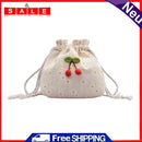 Daisy Flower Shoulder Bag Women Cherry Small Pouch Drawstring Canvas Handbags