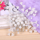 Bride Hair Comb Clip Crystal Rhinestone Flower Faux Beads Wedding Bridal Hair