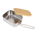 Stainless Steel Portable Wooden Cover Storage Box Food Container Lunch Box