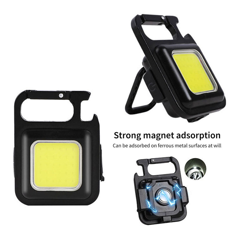 Mini Flashlight 500LM COB Bright Rechargeable Keychain for Tent Camping Fis