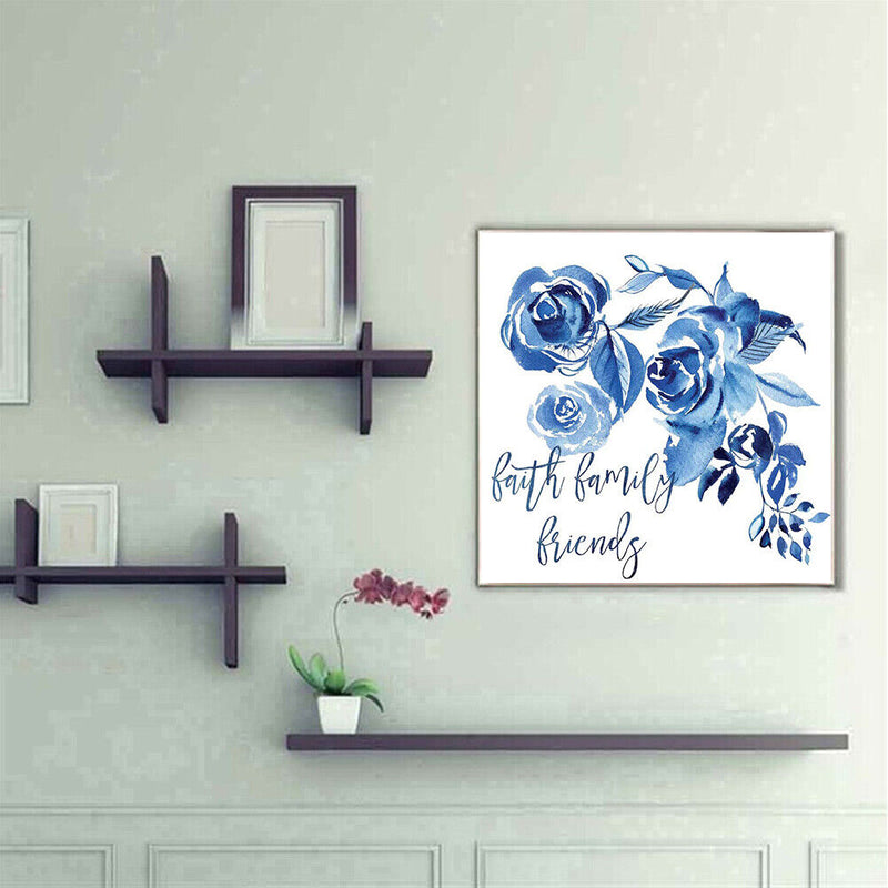 Blue Ink Flower Oil Paint By Numbers Kit DIY Acrylic Painting on Canvas no