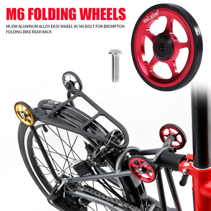 Mi.Xim CNC Aluminum Rear Rack Easywheel with M6 Bolt for Brompton Folding Bike