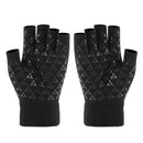 Cycling Anti-slip Half Finger Gloves Winter Warm Fingerless Mittens (Black)