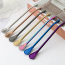 Stainless Steel Spoon Tea Filter Drinking Straw Bar Accessories (Black) Newly