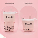 Retractable Milk Tea Pencil Case Stationery Storage Pen Holder (Pink) Newly