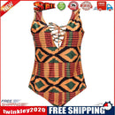 Ethnic Women Plus Size One-Piece Swimsuit Bandage Swimwear Beachwear(2XL)