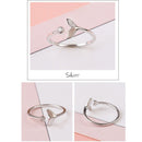 Fish Wave Mermaid Tears Ring Crystal Opening Ring Wave Inlaid Diamond Ring