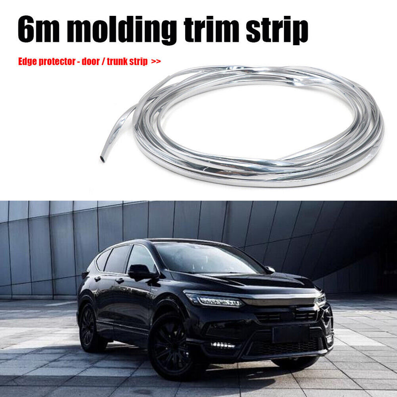 6m Universal Car Chrome Moulding Trim Strip Tape Door Edge Guard Cover Strips