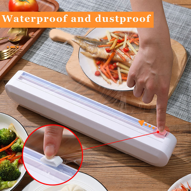 Food Wrap Dispenser - Suction Cup Design Reusable Foil and Cling Film Cutter