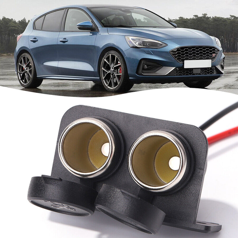 Car Cigarette Lighter Socket 12V Waterproof Dual Power Outlet with Wire