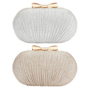 2PCS Wedding Handbags Beaded Egg Shape Clutch Shoulder Evening Bag Chain Purse