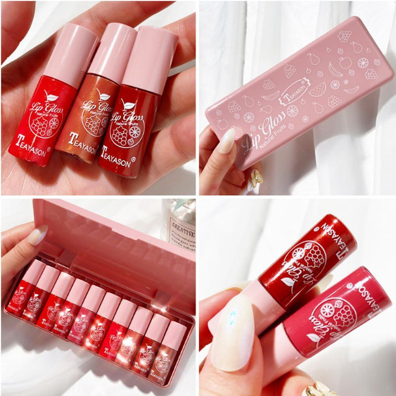 10pcs/set Pearlescent Lip Gloss Liquid Lip Glaze Moisturizing CA T2H5
