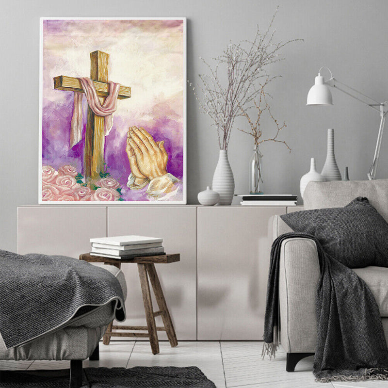 Abstract Cross Oil Paint By Numbers DIY Handpainted on Canvas Wall Art Pict