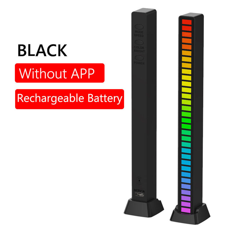 Rechargeable Sound Control Colorful Light RGB 32LED Pickup Lamp Bar (Black)