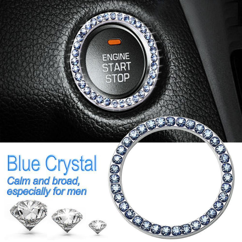 40mm/1.57in OD Car Auto Start Switch Button Decorative Diamond Ring(Blue)