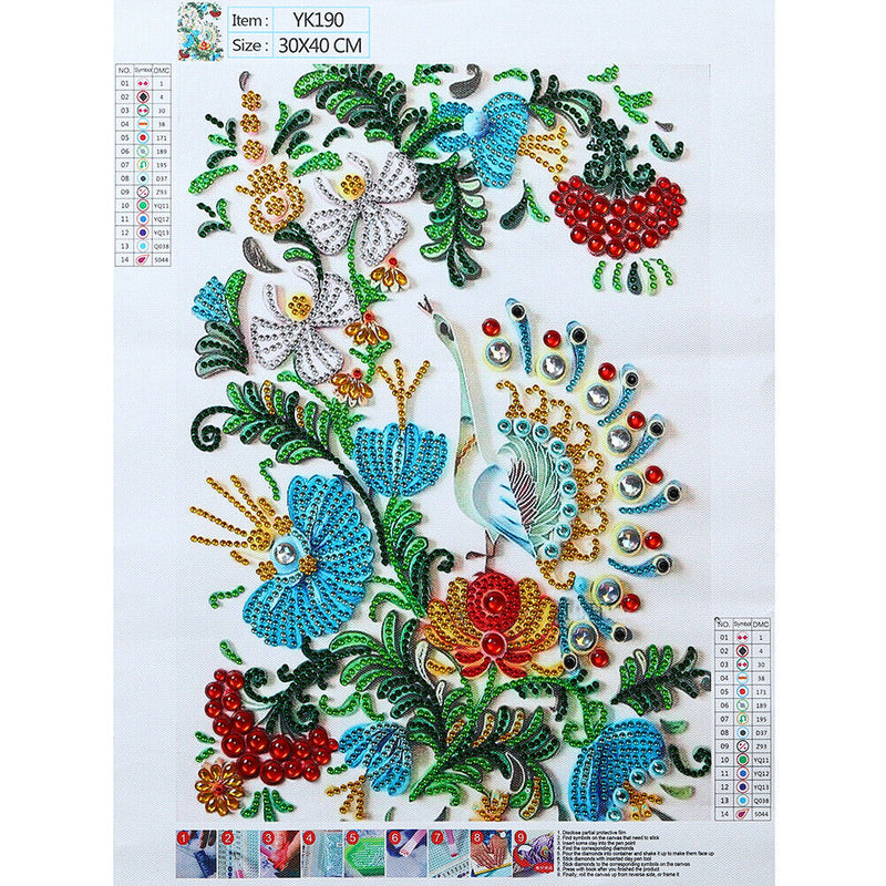 Partial Special Shape Crystal Drill Diamond Painting Peacock Draw (YK190) Newly