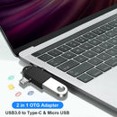 2 in 1 OTG Adapter USB 3.0 to Type C Micro USB Male Connector Aluminum Alloy