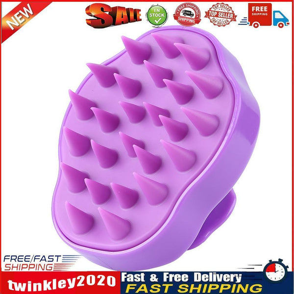 Silicone Hair Washing Comb Brush Head Scalp Massage Brush (Purple) Newly