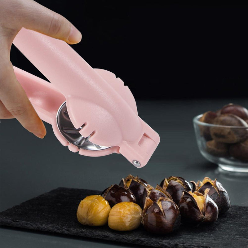 Stainless Steel Chestnut Clip Walnut Pliers Nut Opener Kitchen Tool (Pink)