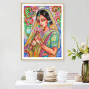 Partial Special Diamond Painting Kit Girl Holding Lotus Rhinestone Picture