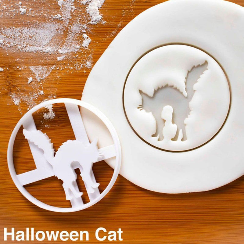 Witch Cat Pumpkin Shaped Biscuit Mold Cookie Embosser Mold Halloween Party