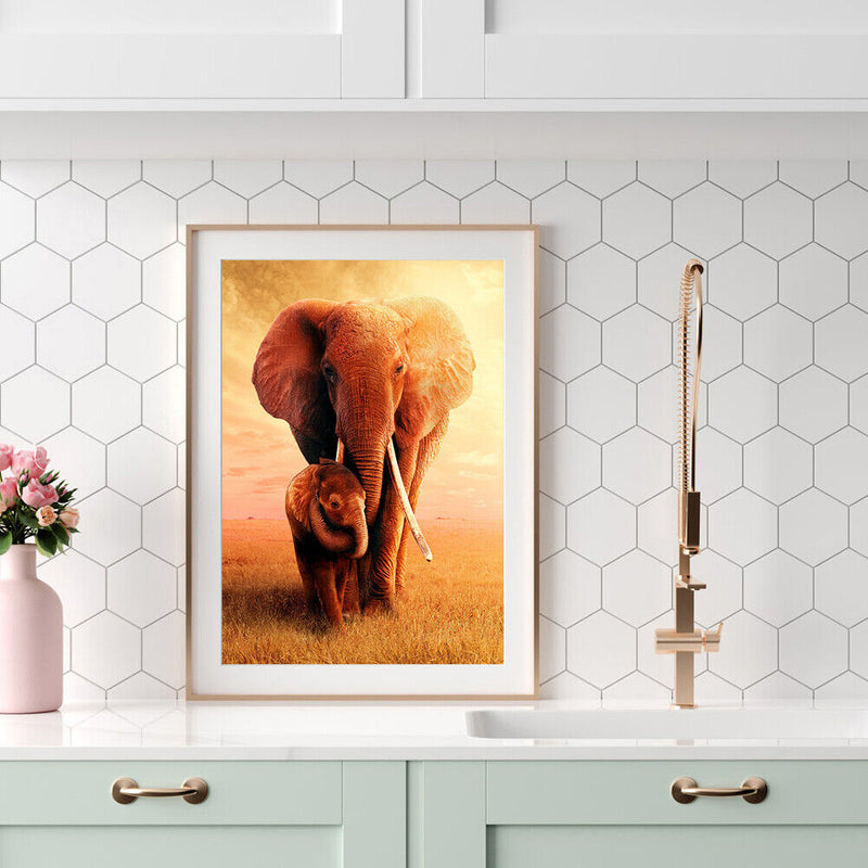 5D DIY Diamond Painting Snuggle Elephant Full Round Drill Cross Stitch Mosaic