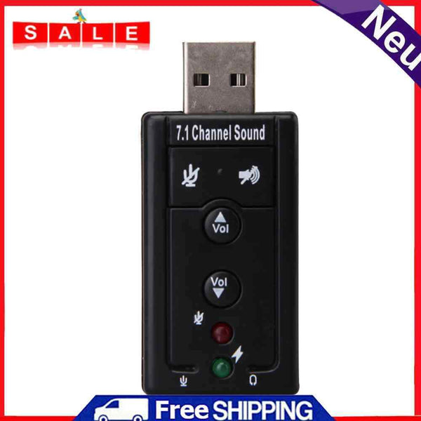 External USB Audio Sound Card Adapter Virtual 7.1 USB 2.0 Mic Speakers Aud