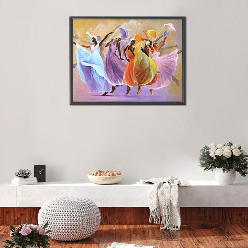 Girls with Umbrella Oil Paint By Numbers Kits DIY Handpainted on Canvas Art