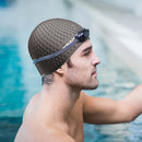Waterproof Swimming Caps Women Men Silicone Ear Protection Swim Hat (Black)