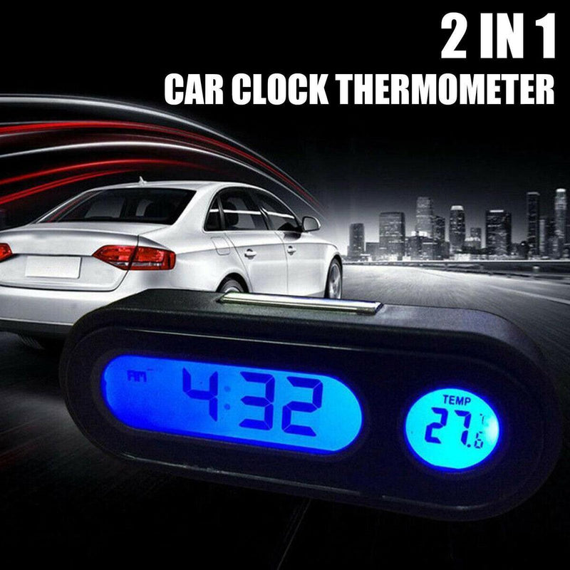 2 In 1 Digital LCD LED Car Electronic Time Clock Thermometer With N, K2N1