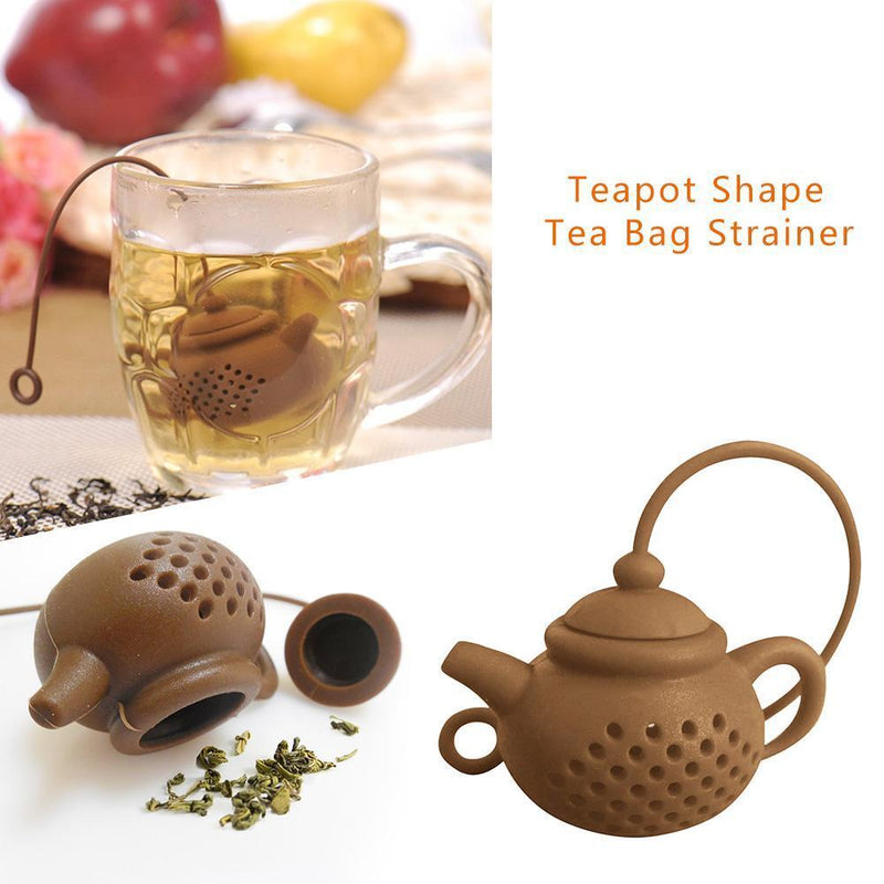 Teapot Shape Tea Strainer Infuser Silicone Leaf Filter Diffuser (Coffee)