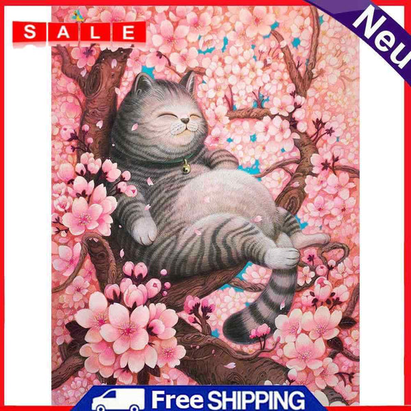 Tree Sleeping Cat Oil Paint By Numbers Kits Canvas Picture Wall Art DIY Craft