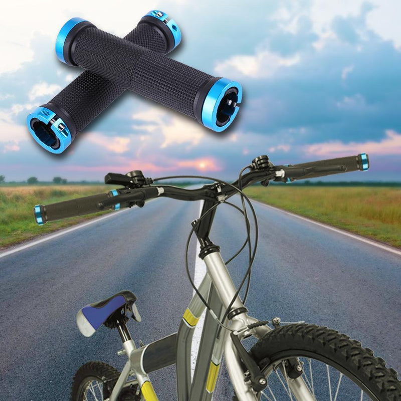 1pair Cycling Skid-Proof Grips Anti-Skid Plastic Bicycle Handlebar (Blue) Newly