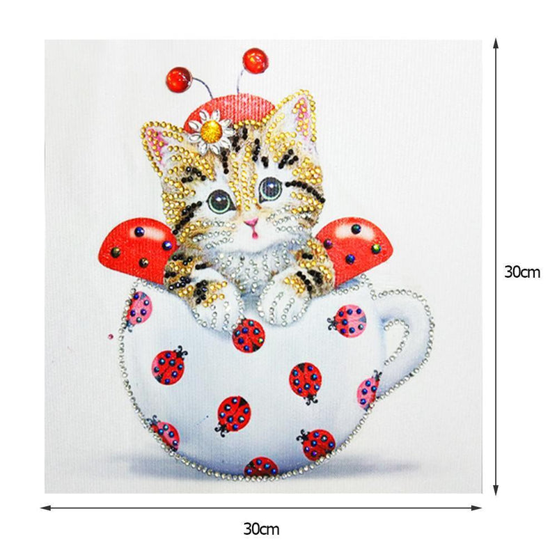 5D DIY Special Shaped Diamond Painting Cat Cup Cross Stitch Embroidery (02)