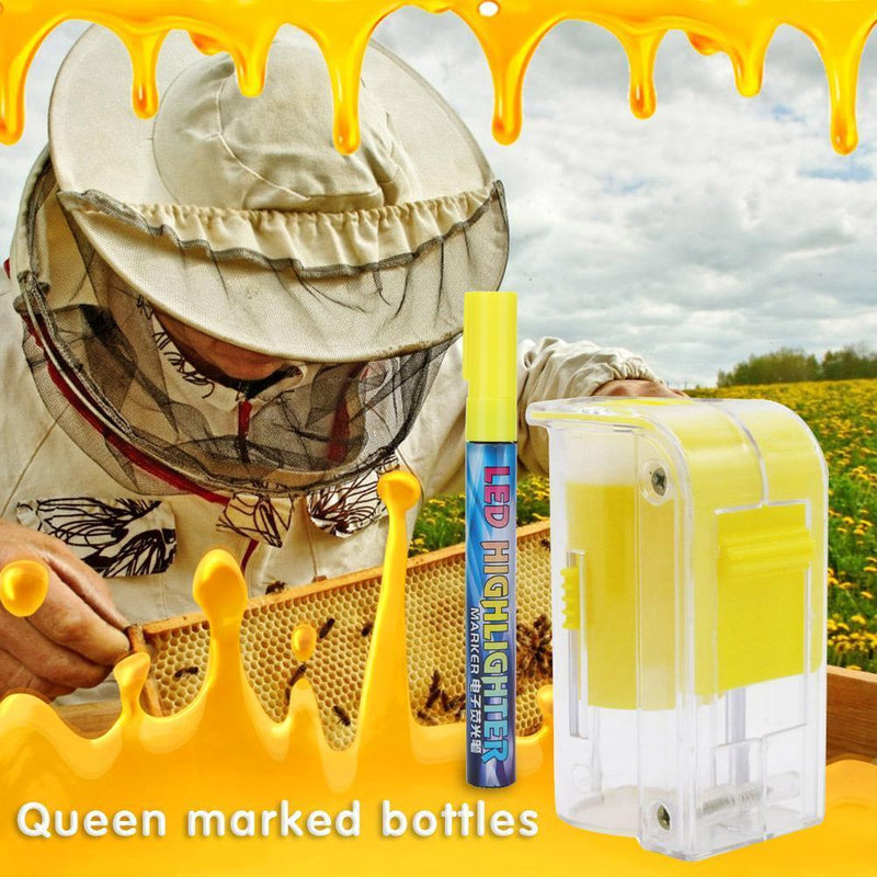 Beekeeper Marker Bottle with Marking Pens Queen Beekeeping Tool (Yellow)