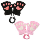 Fashion Fluffy Warm Plush Winter Mittens Children Gloves Fingerless Cat Paw