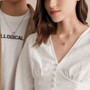 Lover Gift Double Buckle Copper Pendant Round Couple Necklace Clavicle